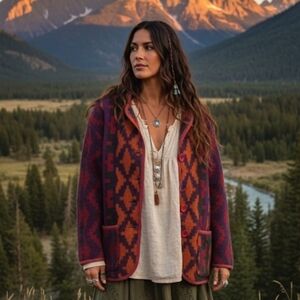 Vintage wool western Navajo style jacket size M